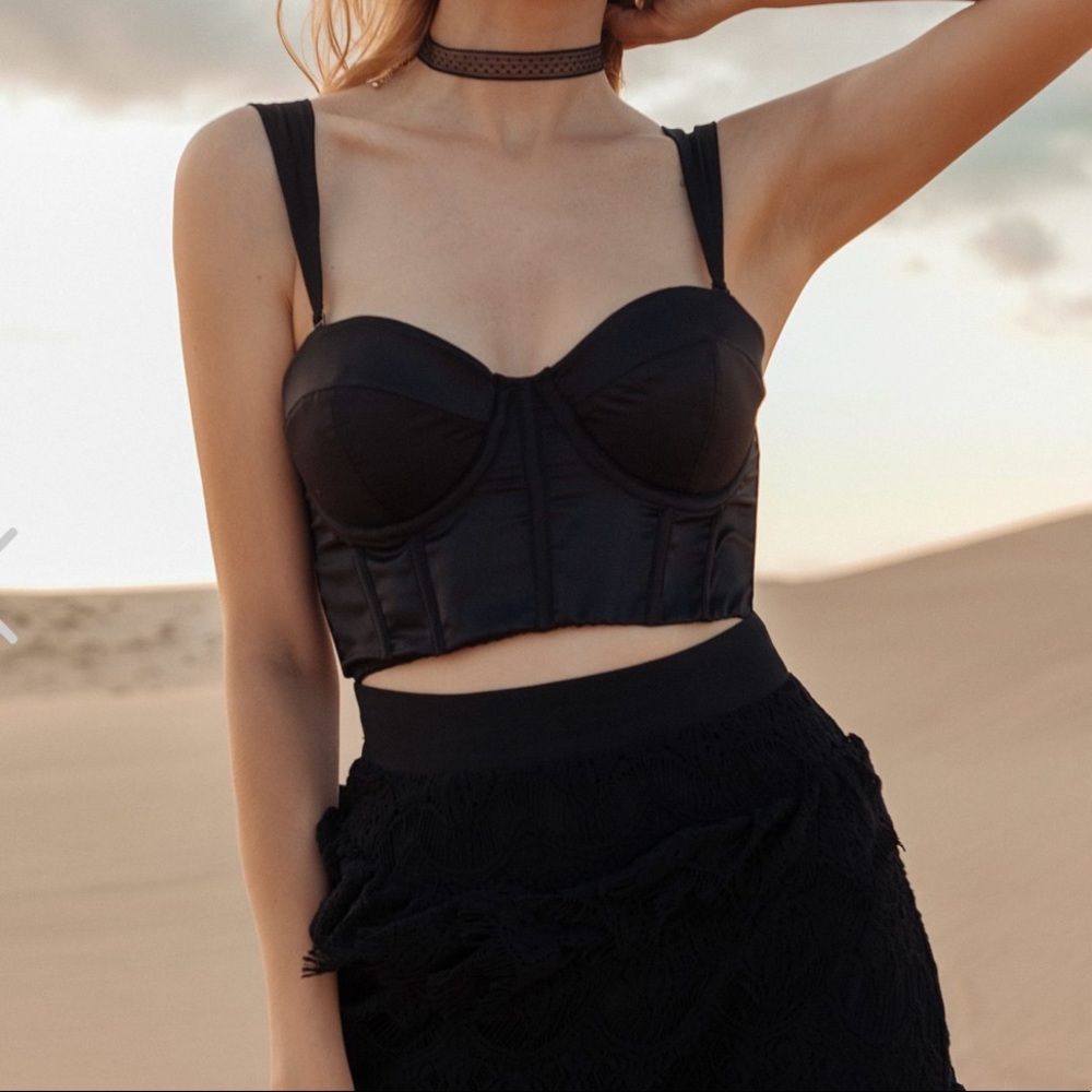 Daphale Studios black satin corset